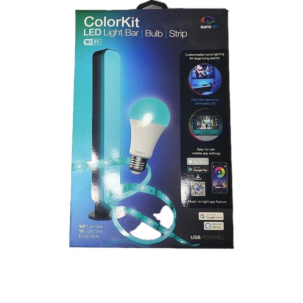 Aura LED 3 Pcs Color Kit, Led RGB Sprip Lights With Bulb And Light Bar Tv Gaming